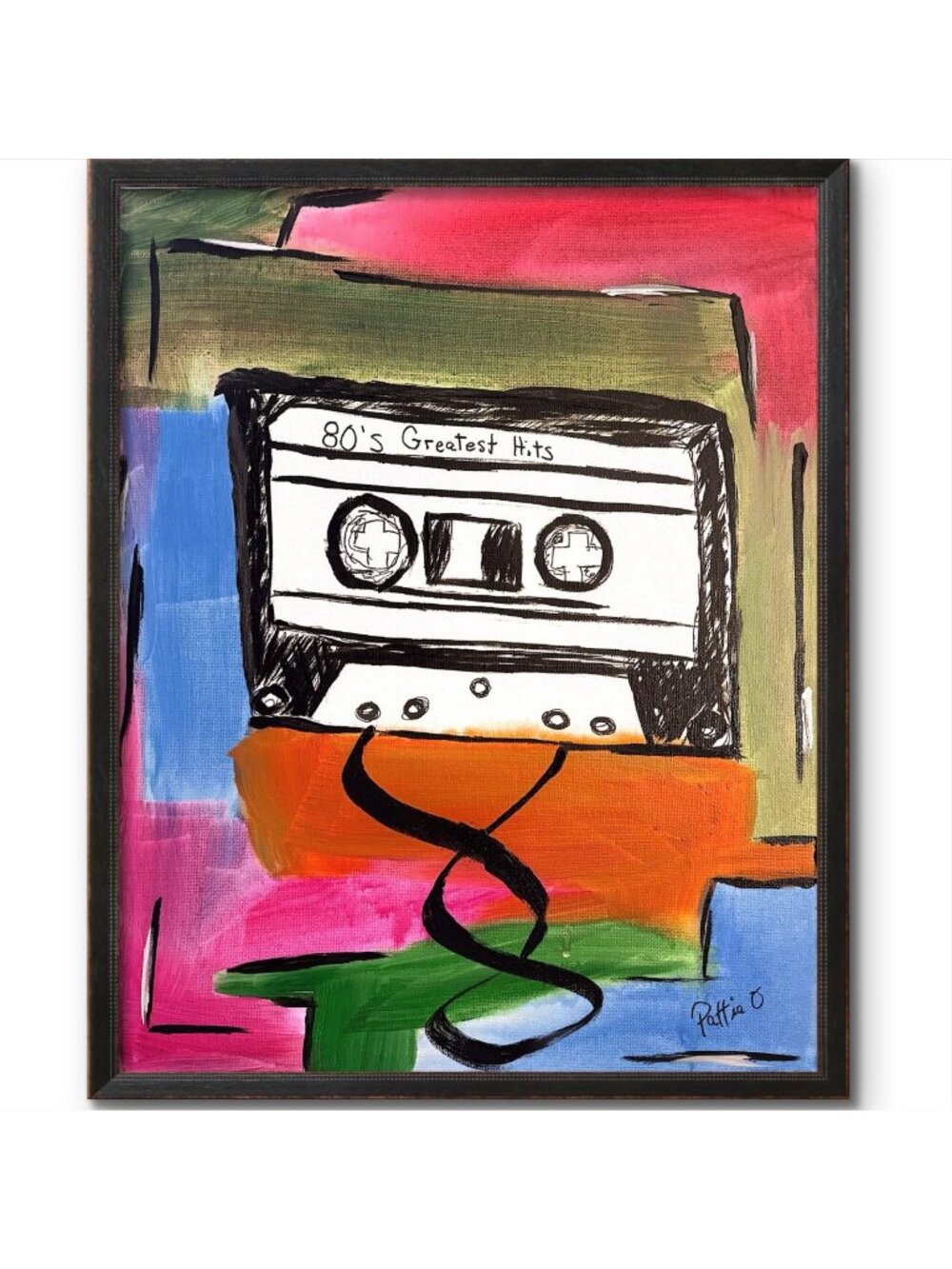 Cassette Tape Wall Art Original Acrylic Painting 11x14 Canvas 80s Retro Music